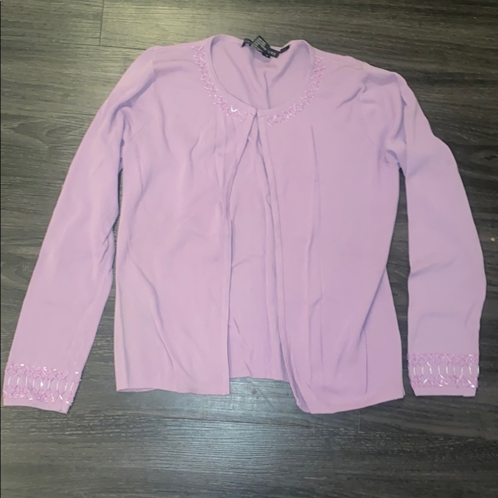 Ziani Couture Purple beaded cardigan